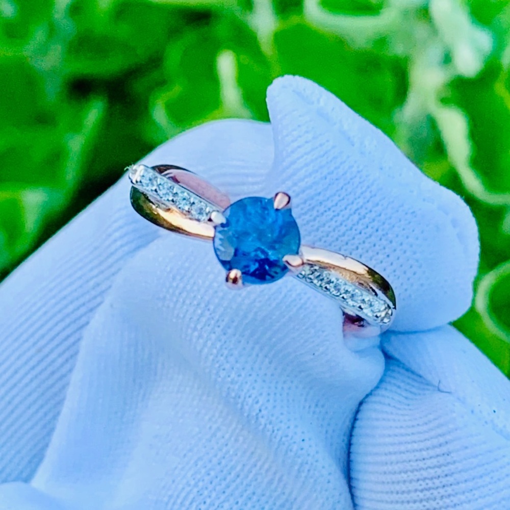 18.00CTW Natural Tanzanite & CZ Ring in 925 Silver | Gold Plated | Size 7 / 7.5